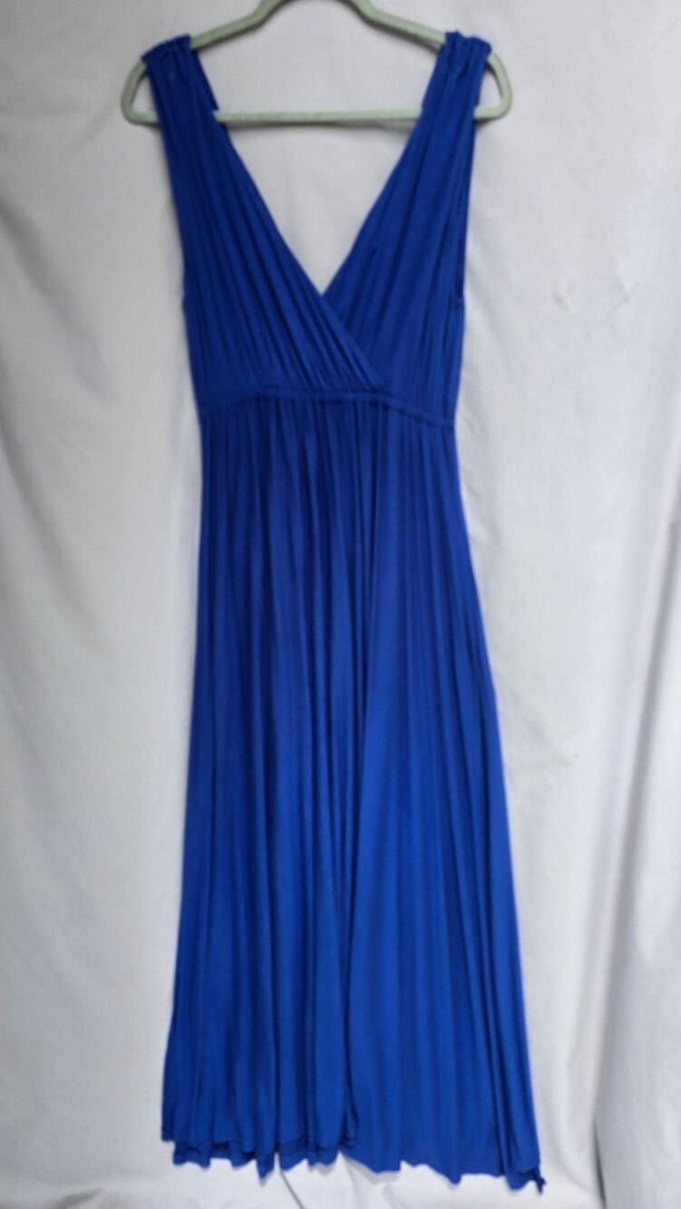 Banana Republic Dress Womens XS Blue V Neck Pleated Empire Fit & Flare Sundress